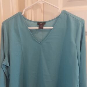 Ann Taylor Teal V-Neck Blouse